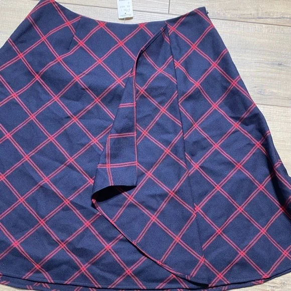Brooks‎ Brothers Red Fleece Womens Plaid Wool Ruffle Front Skirt Size 2 Blue Red - Picture 7 of 13